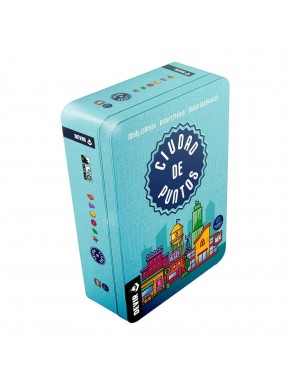 Caja y componentes del juego de mesa Ciudad de Puntos