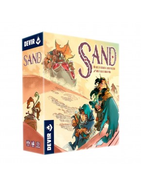 Caja y componentes del juego de mesa Sand de Devir