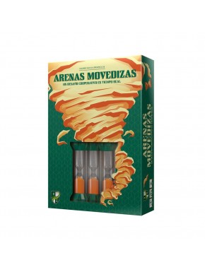 Caja y componentes del juego de mesa Arenas Movedizas