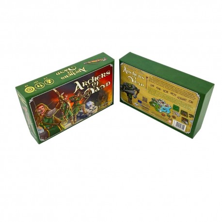 Caja y componentes del juego de mesa Arqueras de Nand