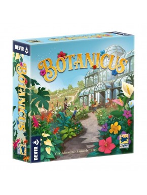 Caja y componentes del juego de mesa Botanicus