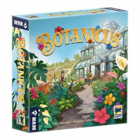 Caja y componentes del juego de mesa Botanicus