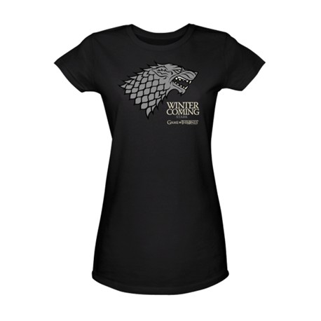 Camiseta Chica Emblema Stark Juego de Tronos Negra