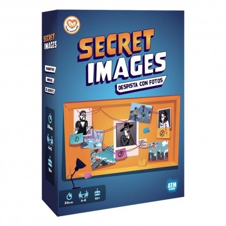 Caja del juego Secret Images con cartas de misión e imágenes