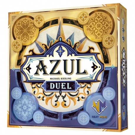Caixa e componentes do jogo de tabuleiro Azul: Duel