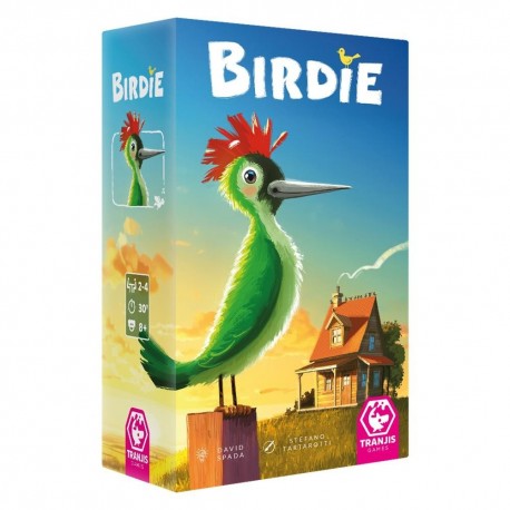 Caixa e componentes do jogo de tabuleiro Birdie