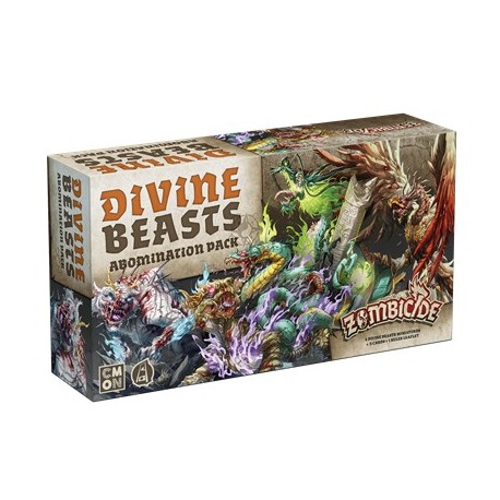 Caixa e miniaturas de Zombicide: Bestas Divinas
