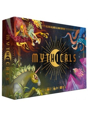 Caixa do jogo de tabuleiro Mythicals com criaturas míticas