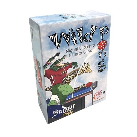 Caixa e componentes do jogo de tabuleiro Wild Pong