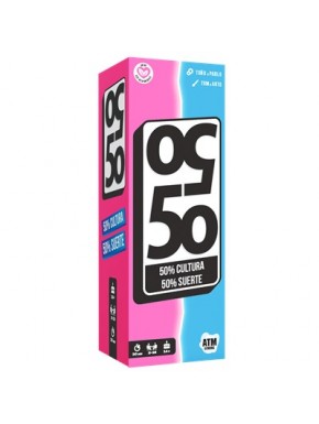 Caixa do jogo de tabuleiro 50 50 com cores rosa e azul