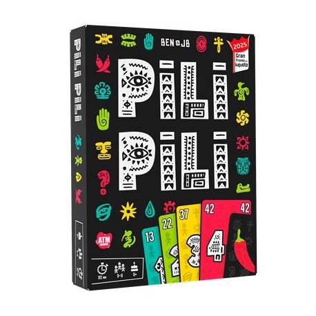 Caixa de jogo de tabuleiro Pili Pili com design colorido