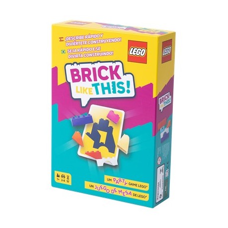 Caixa do jogo de tabuleiro Brick Like This com blocos e cartas
