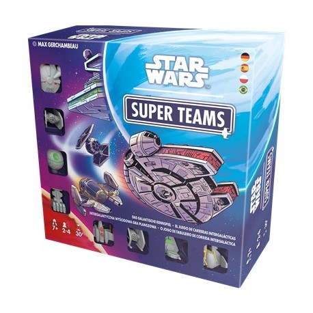 Boîte et composants du jeu de société Star Wars Super Teams