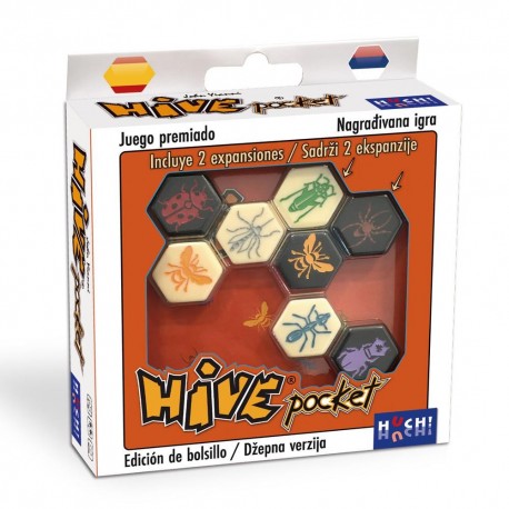 Caixa do jogo de tabuleiro Hive Pocket com expansões