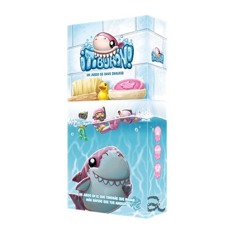 Caixa e componentes do jogo de mesa ¡Tiburón!