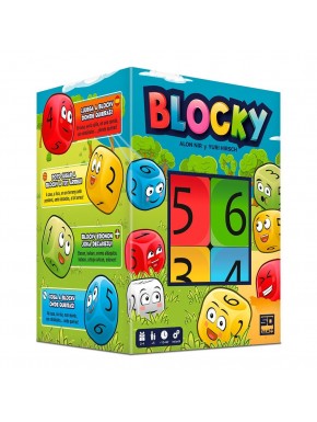 Caixa do jogo de tabuleiro Blocky com dados gigantes