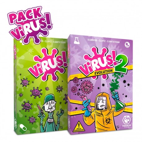 Pack de jogos de tabuleiro Virus! e Virus! 2 da Tranjis Games