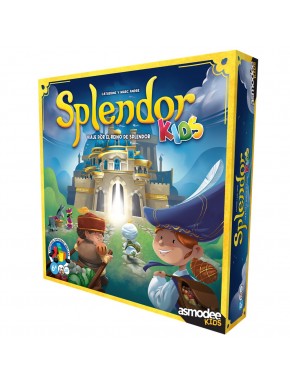 Caixa do jogo de tabuleiro Splendor Kids mostrando personagens coloridos
