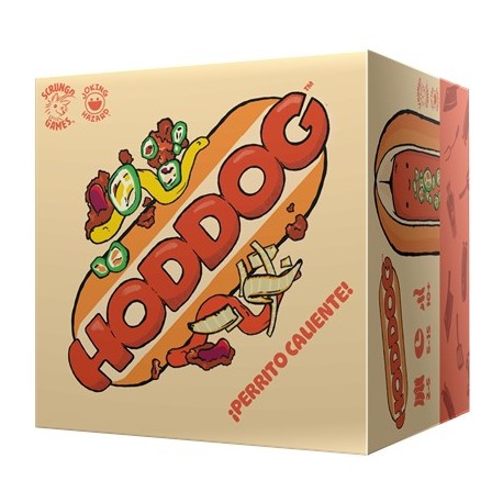Caixa do jogo de tabuleiro Hoddog com design de cachorro-quente