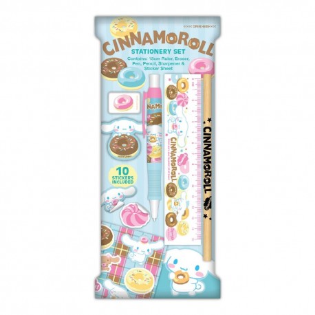 Set de escritura Cinnamoroll de Sanrio con regla y pegatinas