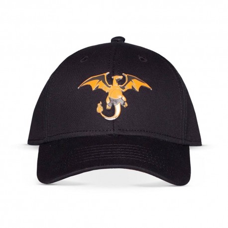 Boné de beisebol preto Pokémon Charizard com logo