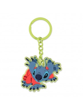 Llavero de caucho de Stitch en azul y verde lima