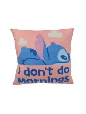Cojín de 40 cm con diseño de Stitch y frase I don't do mornings