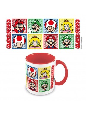 Caneca de cerâmica Super Mario com personagens vibrantes