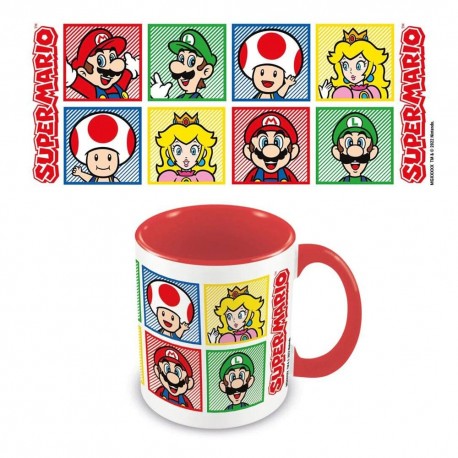 Caneca de cerâmica Super Mario com personagens vibrantes