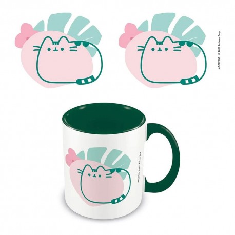 Taza Pusheen Tropical Green con diseño tropical