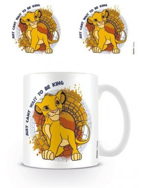 Taza de cerámica El Rey León con Simba y frase 'Just Can't Wait To Be King'