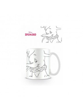 Taza blanca con diseño lineal de Dumbo