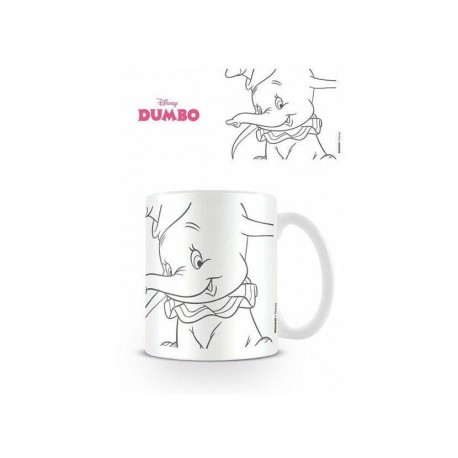 Taza blanca con diseño lineal de Dumbo