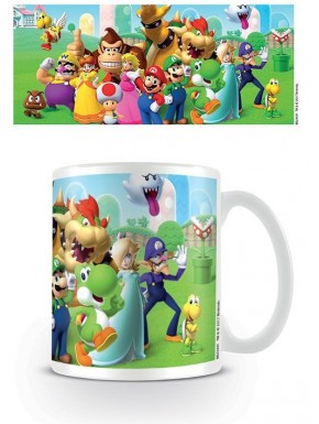 Caneca de cerâmica Super Mario Reino do Cogumelo com personagens do videogame