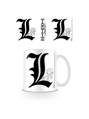 Taza de cerámica blanca con diseño de L de Death Note