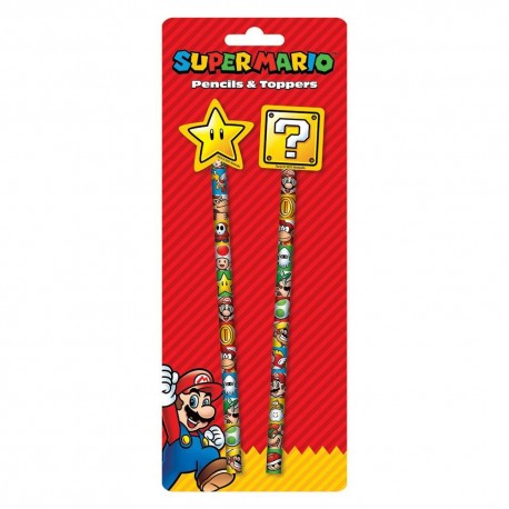 Set de papelería Super Mario con lápices y toppers