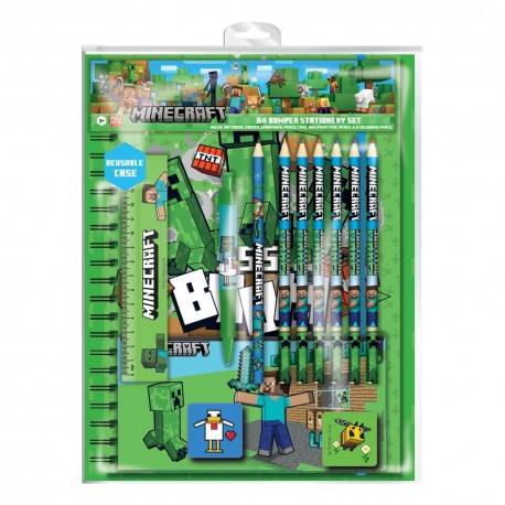 Set de papelería Minecraft con lápices y estuche en blíster
