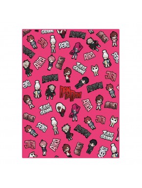 Manta Dandadan Chibi Style con personajes en rosa