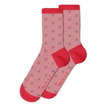 Chaussettes Nezuko Kamado Demon Slayer rose et rouge