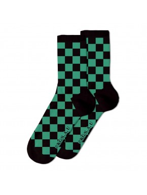 Meias Demon Slayer Tanjiro Kamado padrão quadriculado