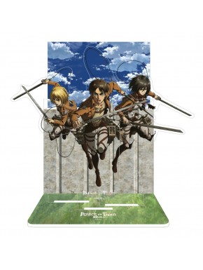 Diorama acrílico de Eren, Mikasa y Armin de Attack on Titan