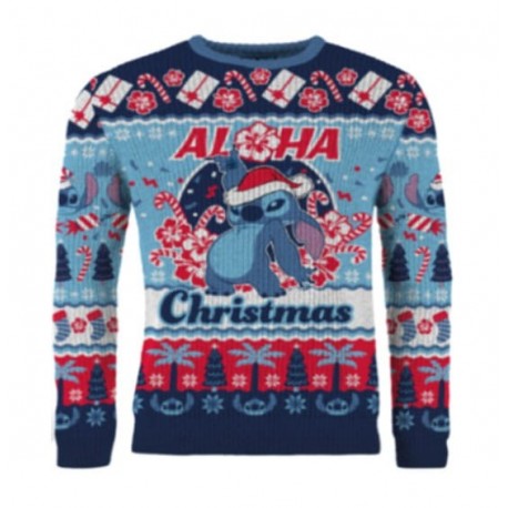 Pull de Noël Stitch avec design Aloha Christmas