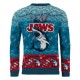 Pull de Noël bleu et rouge Jaws