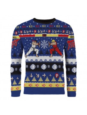 Pull de Noël Street Fighter Ryu et Ken bleu