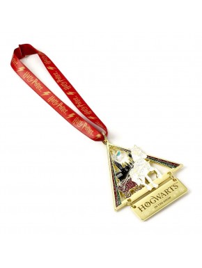 Boule de Noël Hogwarts in the Snow doré avec ruban rouge