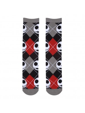 Chaussettes Jack Skellington avec design noir, gris et rouge