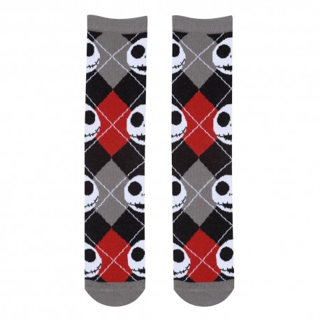 Chaussettes Jack Skellington avec design noir, gris et rouge