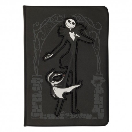 Libreta negra con diseño de Jack Skellington y Zero