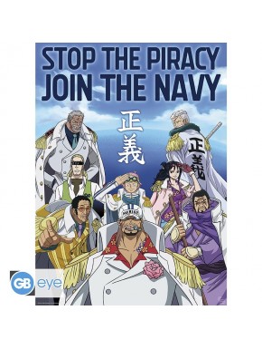Poster One Piece Chibi Exército da Marinha 52x38 cm