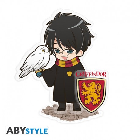 Figurine Acryl de Harry Potter avec Hedwig et écusson de Gryffondor